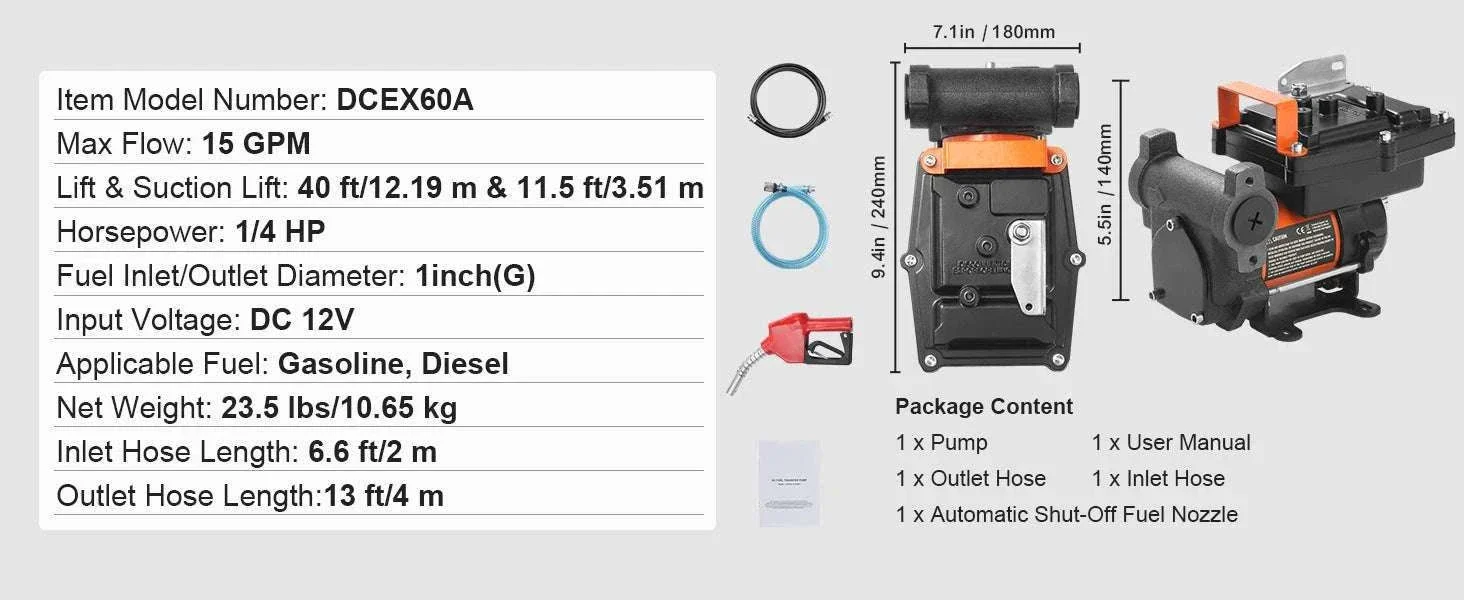 12V DC Fuel Transfer Pump 5–15 GPM Portable Diesel Gas Pump - Image 31