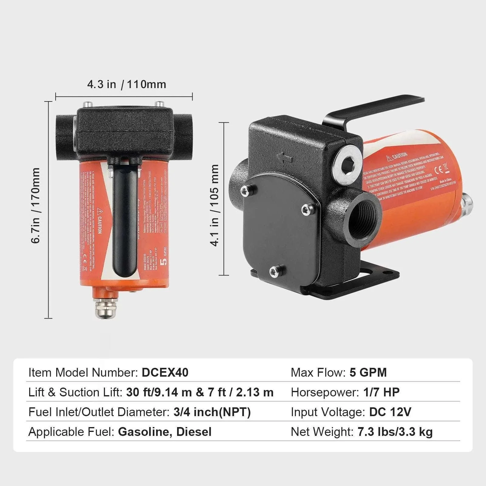 12V DC Fuel Transfer Pump 5–15 GPM Portable Diesel Gas Pump - Image 34