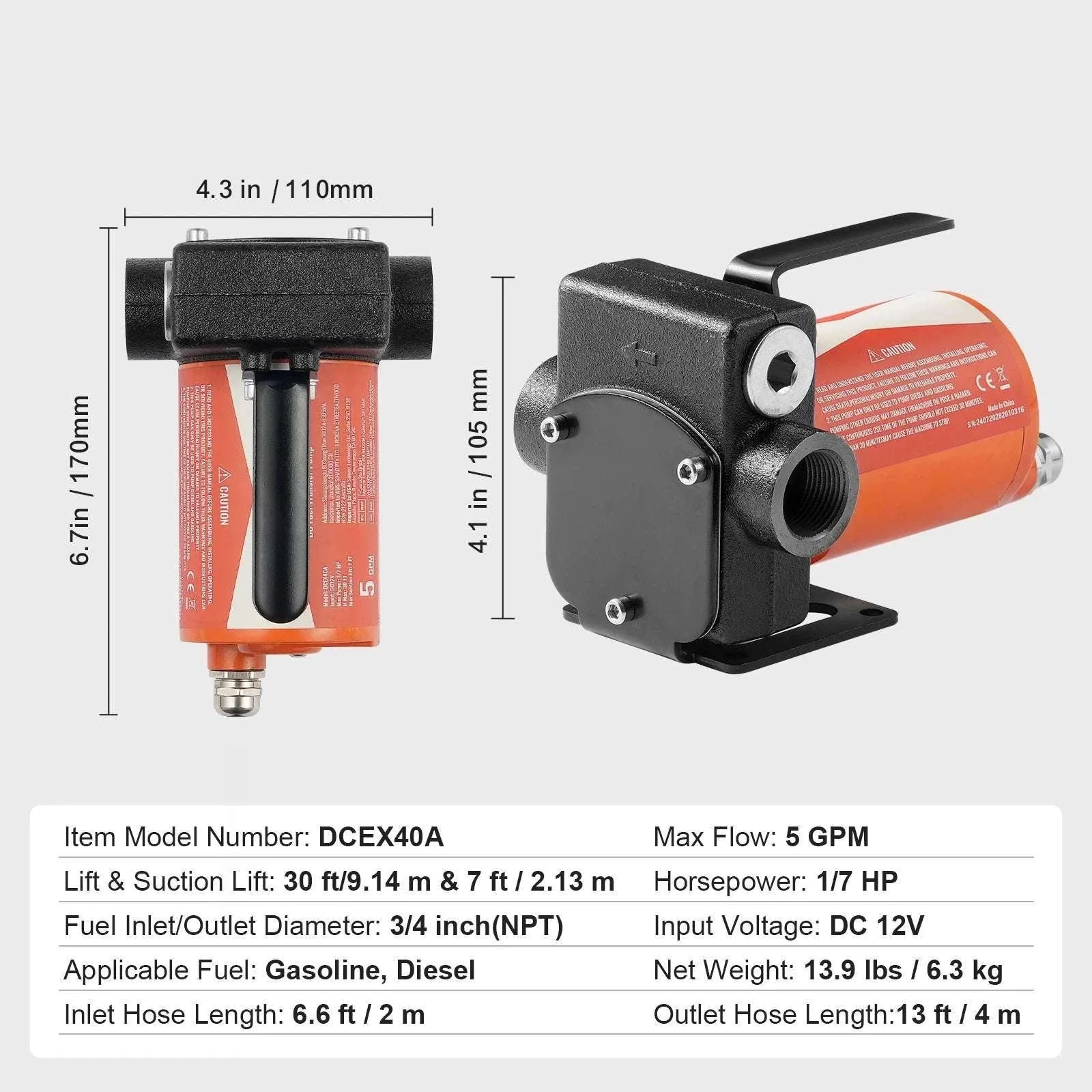 12V DC Fuel Transfer Pump 5–15 GPM Portable Diesel Gas Pump - Image 35