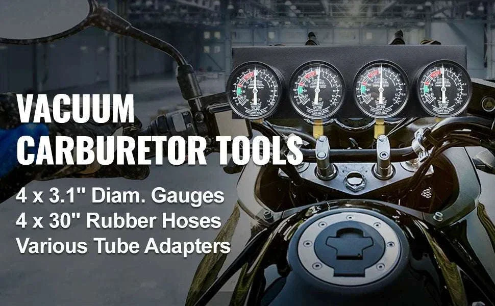 4-Gauge Carburetor Synchronizer Tool Kit with Hoses & Adapters - Image 8