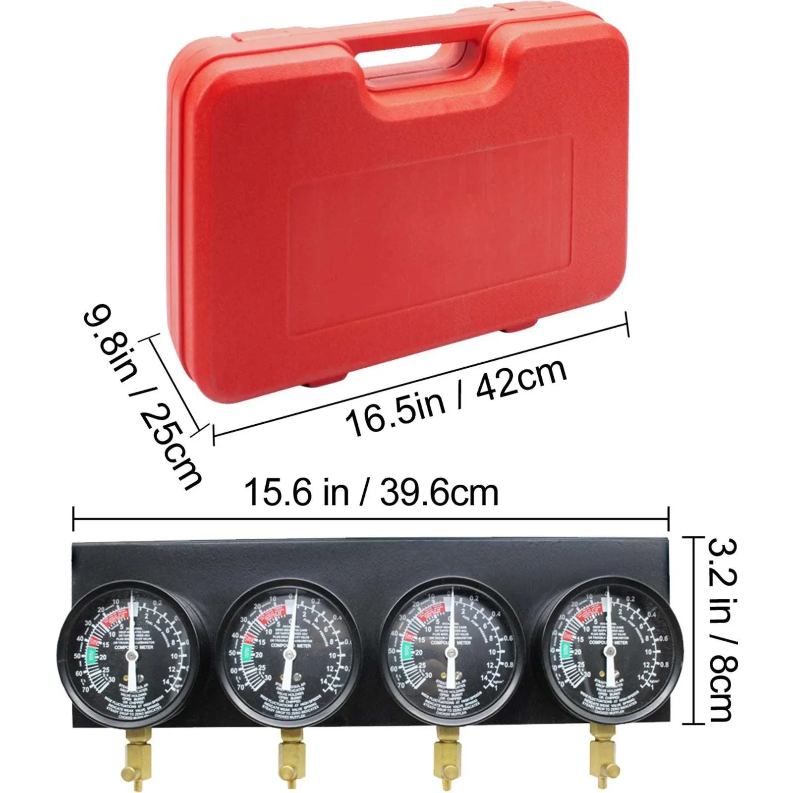 4-Gauge Carburetor Synchronizer Tool Kit with Hoses & Adapters - Image 16