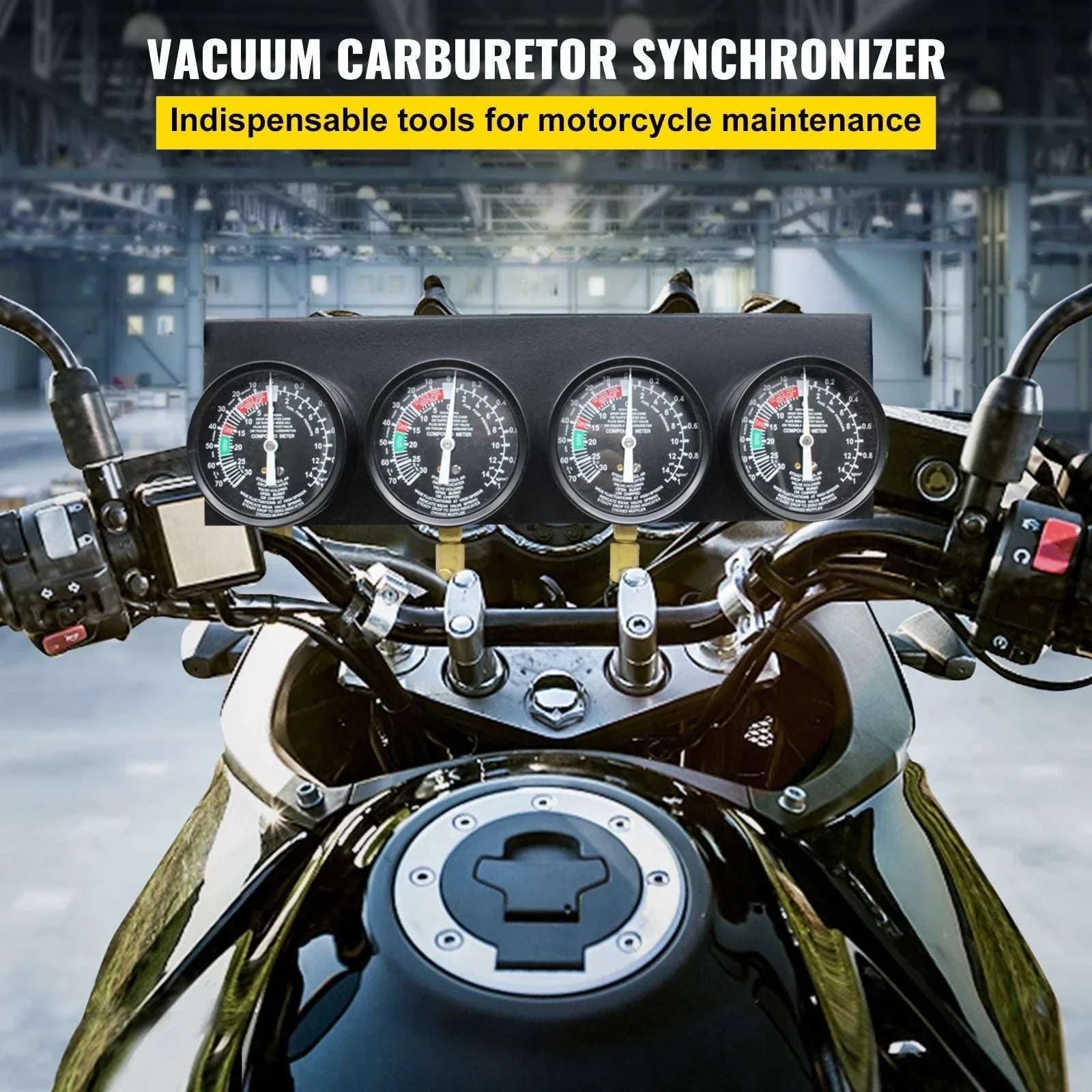 4-Gauge Carburetor Synchronizer Tool Kit with Hoses & Adapters - Image 2