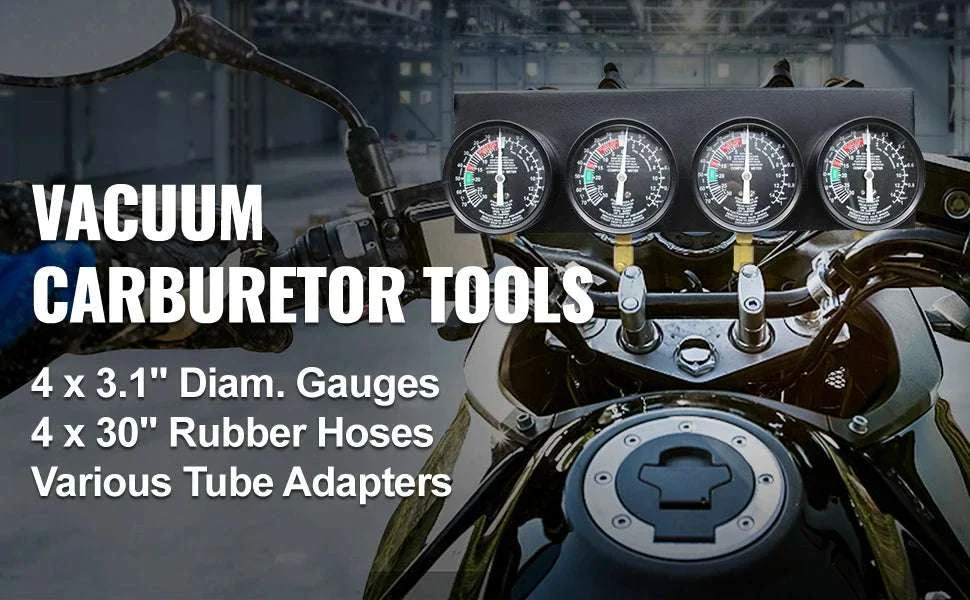 4-Gauge Carburetor Synchronizer Tool Kit with Hoses & Adapters - Image 8
