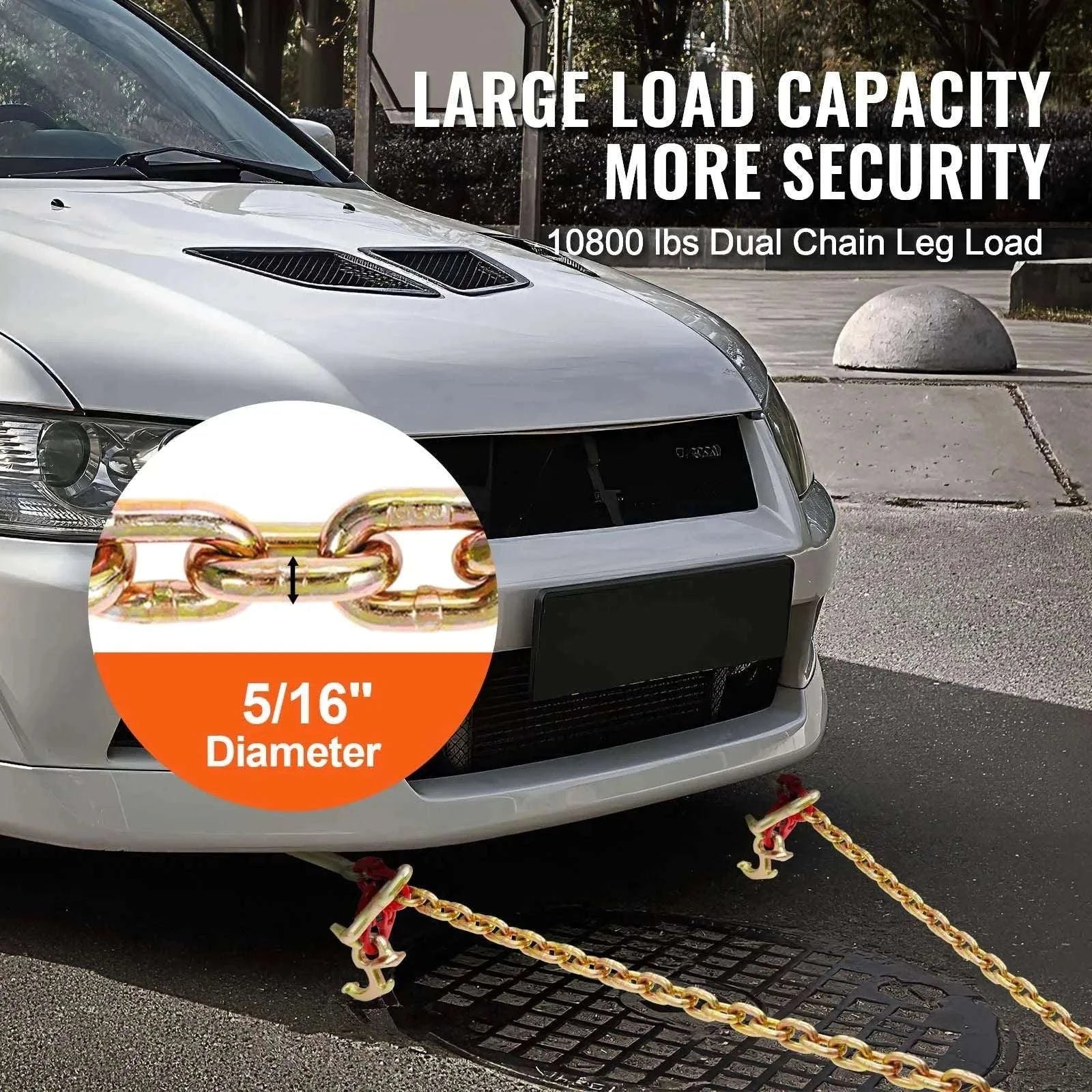 G80 V Bridle Towing Chain with RTJ & Grab Hooks, 10,800 lbs - Image 3