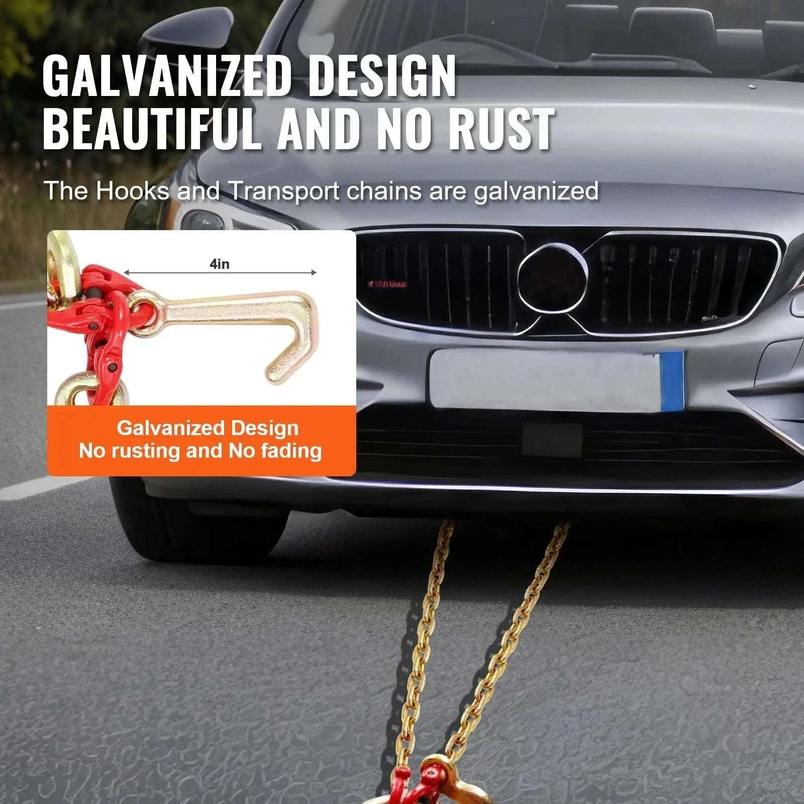 G80 V Bridle Towing Chain with RTJ & Grab Hooks, 10,800 lbs - Image 4