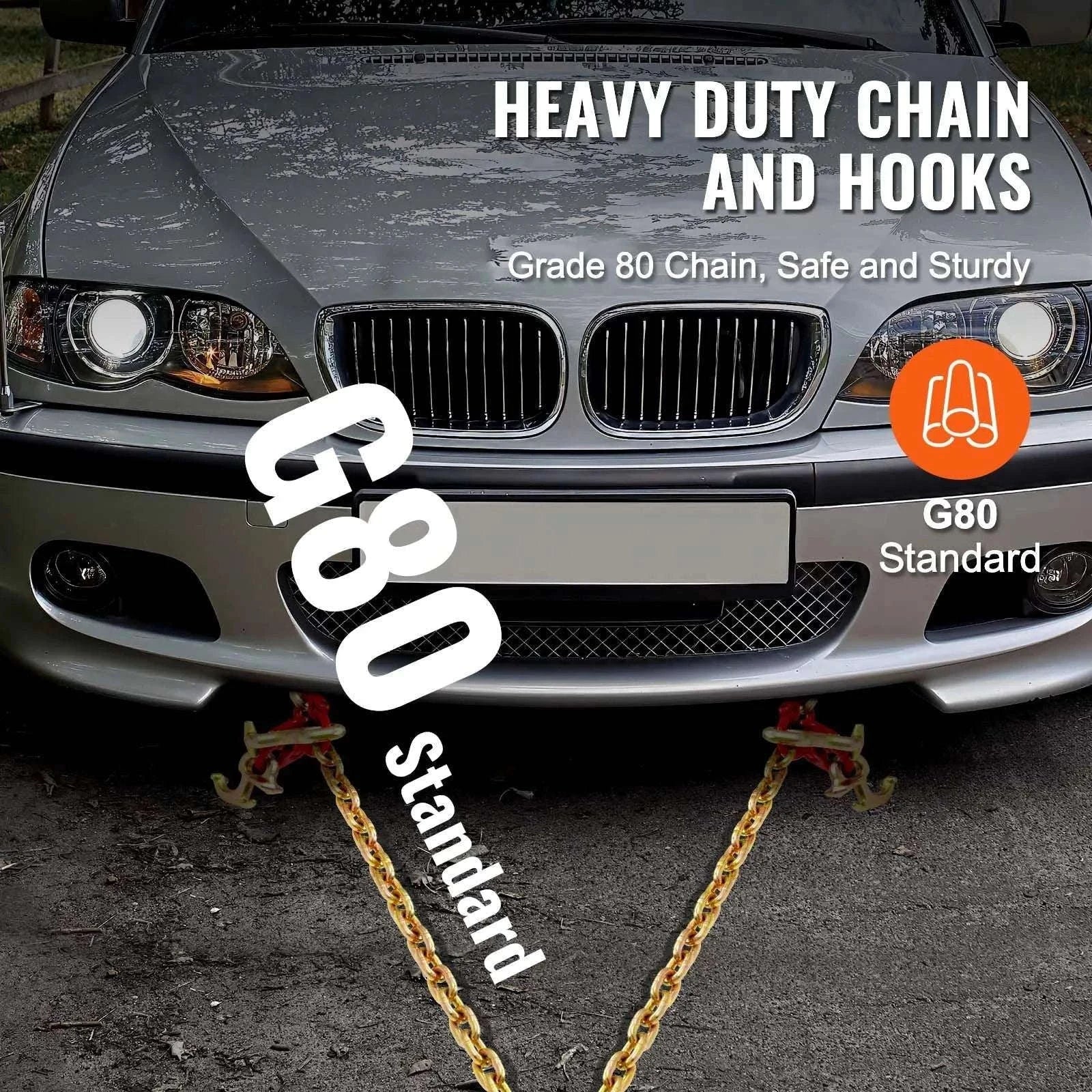 G80 V Bridle Towing Chain with RTJ & Grab Hooks, 10,800 lbs - Image 5