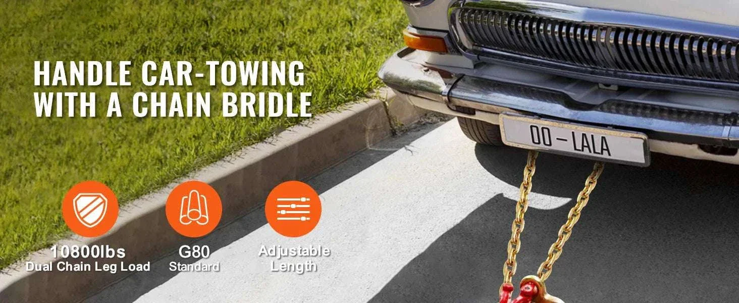 G80 V Bridle Towing Chain with RTJ & Grab Hooks, 10,800 lbs - Image 8