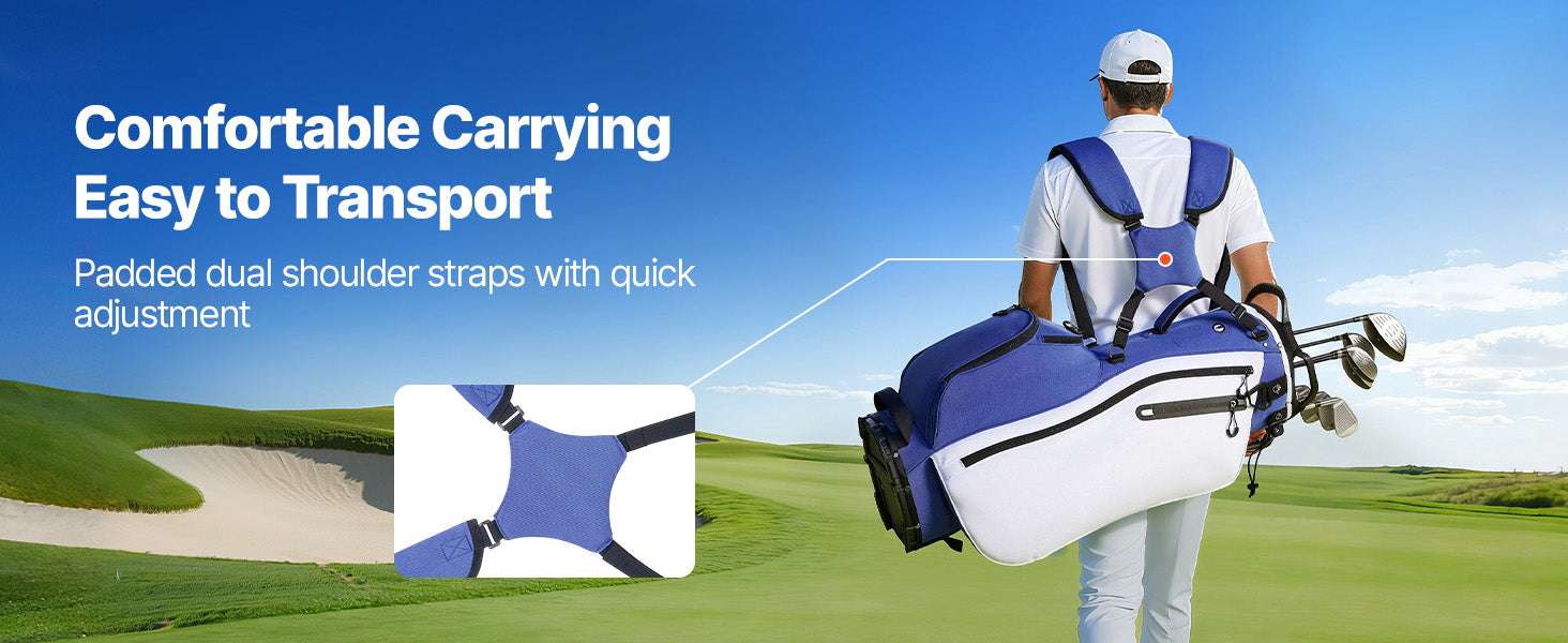 Golf Cart Bag with 7/14 Way Dividers, Storage Pockets & Straps - Image 11