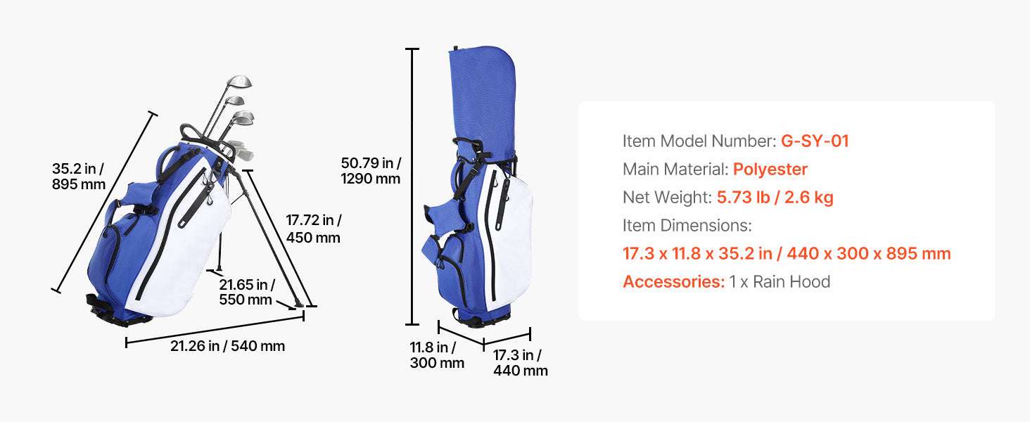 Golf Cart Bag with 7/14 Way Dividers, Storage Pockets & Straps - Image 13