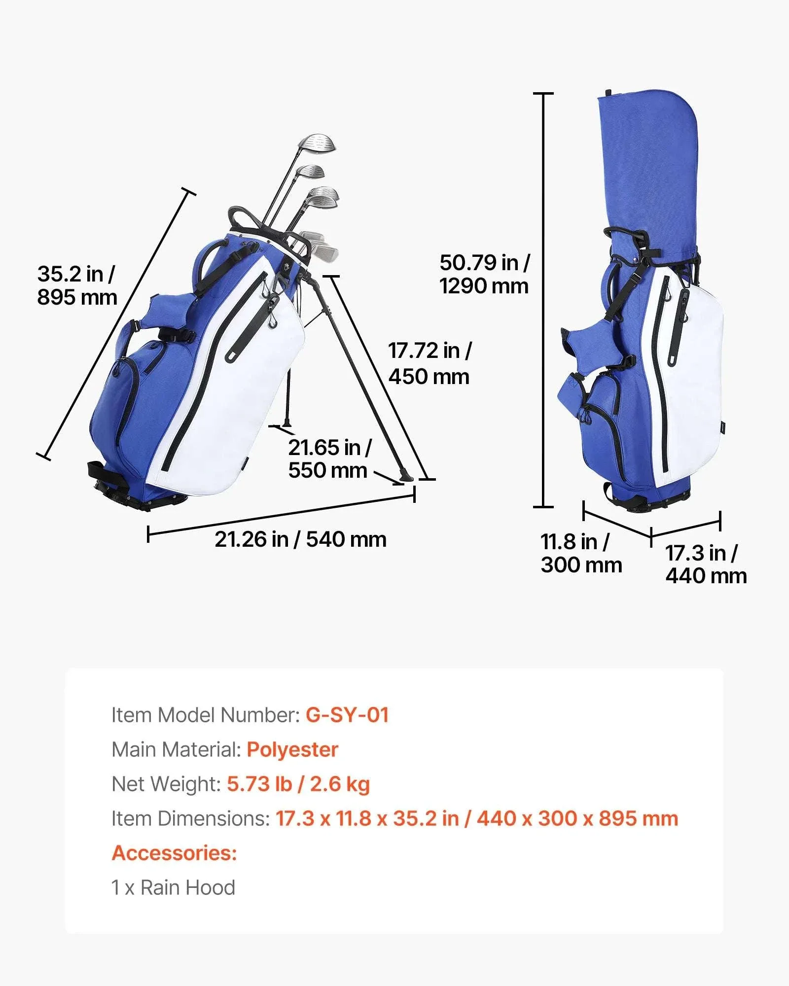 Golf Cart Bag with 7/14 Way Dividers, Storage Pockets & Straps - Image 16