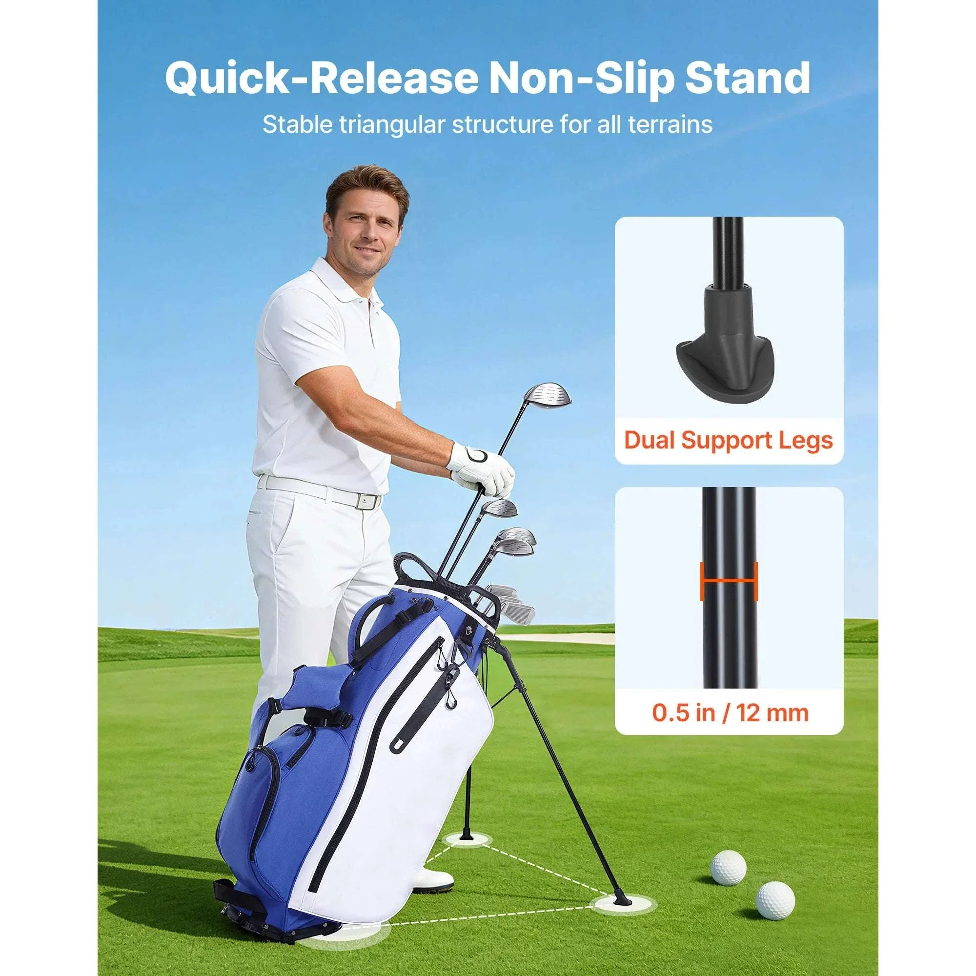 Golf Cart Bag with 7/14 Way Dividers, Storage Pockets & Straps - Image 4