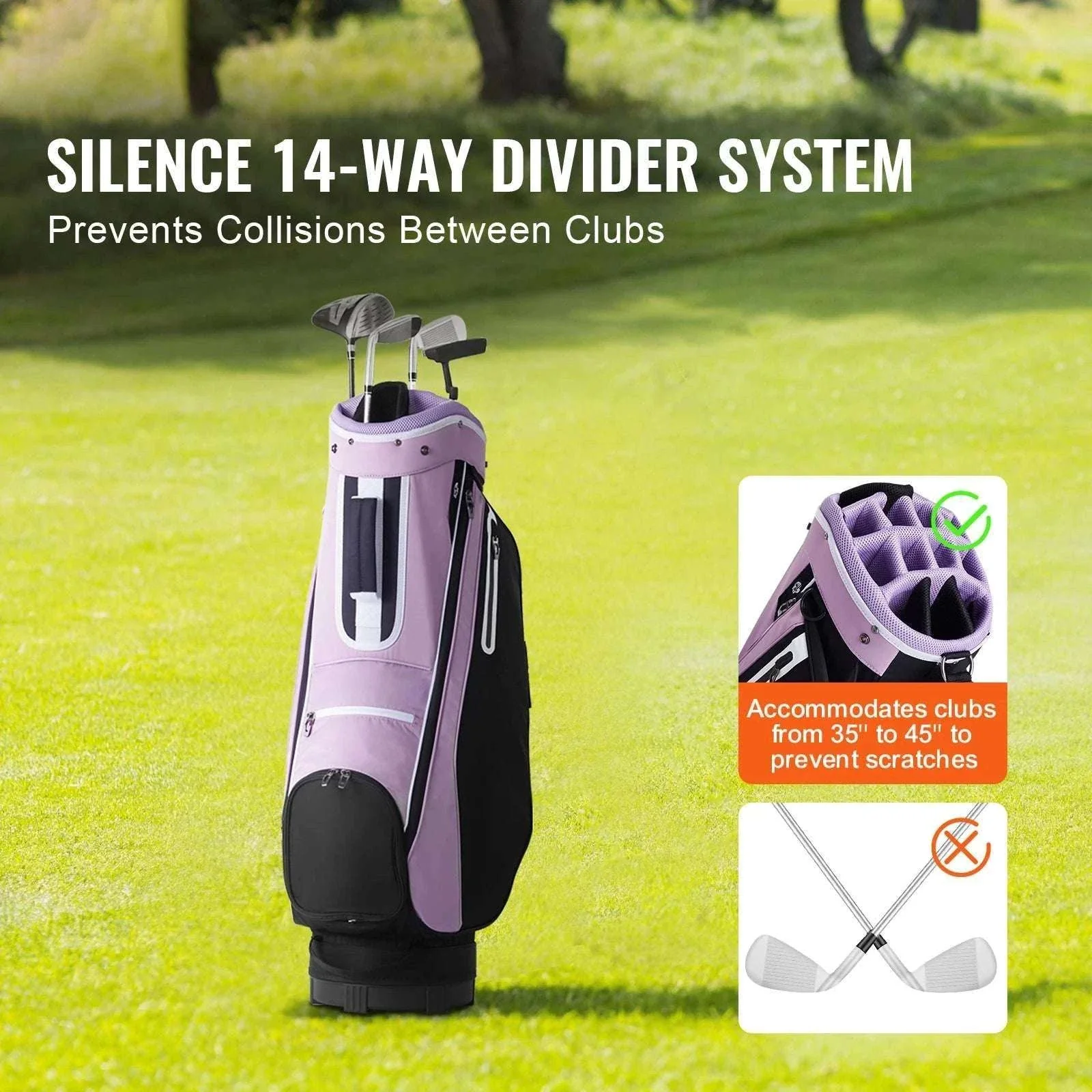 Golf Cart Bag with 14-Way Divider and Multiple Storage Pockets - Image 2