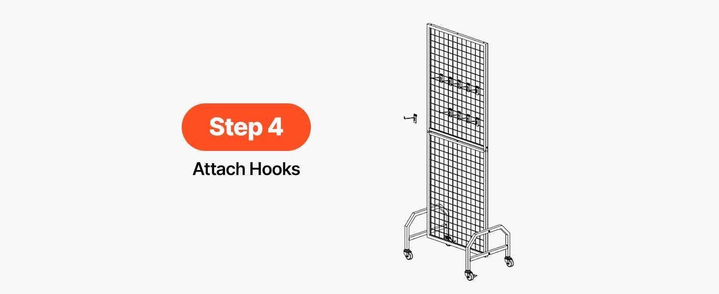 Rolling Grid Wall Display Panel with Hooks and Wheels - Image 18