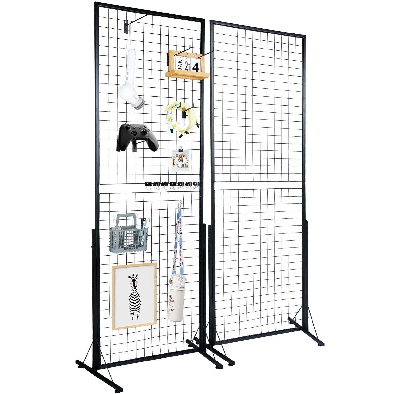 Grid Wall Display Panels with Hooks Double-Sided Rack Set