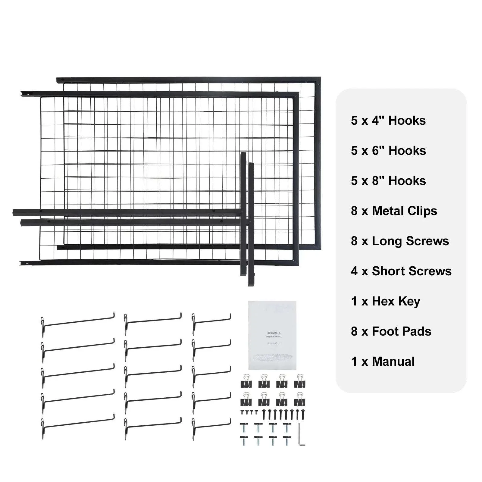 Grid Wall Display Panels with Hooks Double-Sided Rack Set - Image 6