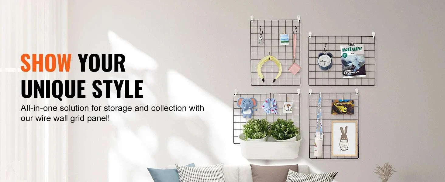 Grid Wall Display Panels with Hooks Double-Sided Rack Set - Image 8