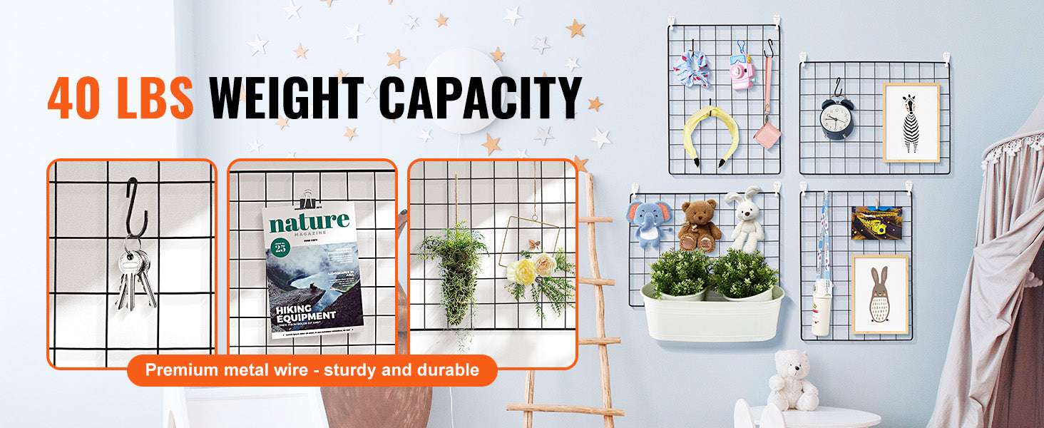 Grid Wall Display Panels with Hooks Double-Sided Rack Set - Image 9