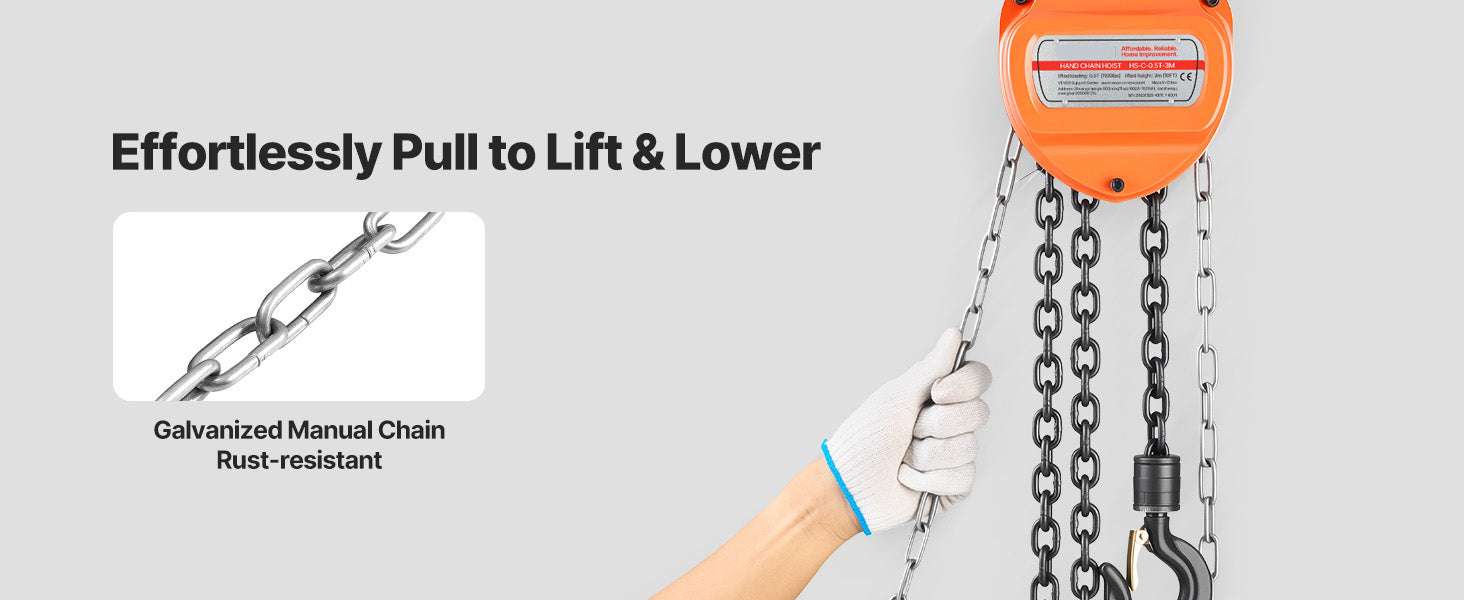 Manual Chain Hoist 1100–6600 lbs with G80 Chain, 10ft/20ft Lift - Image 11
