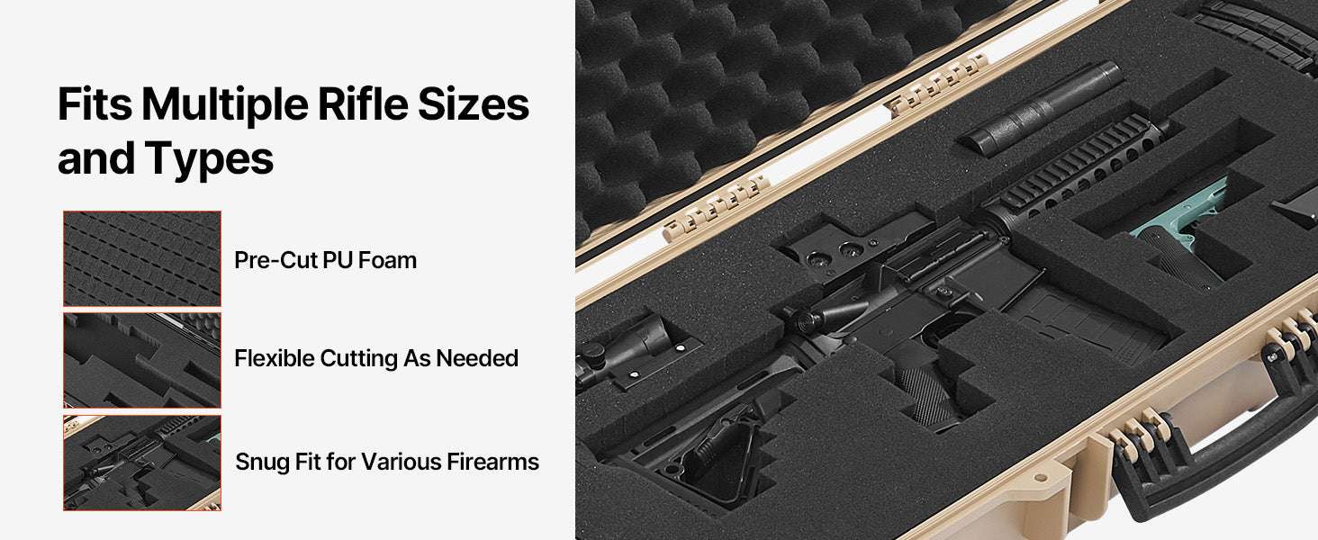 Lockable Hard Rifle Case with Foam Insert, IP67 Waterproof Travel Case - Image 12