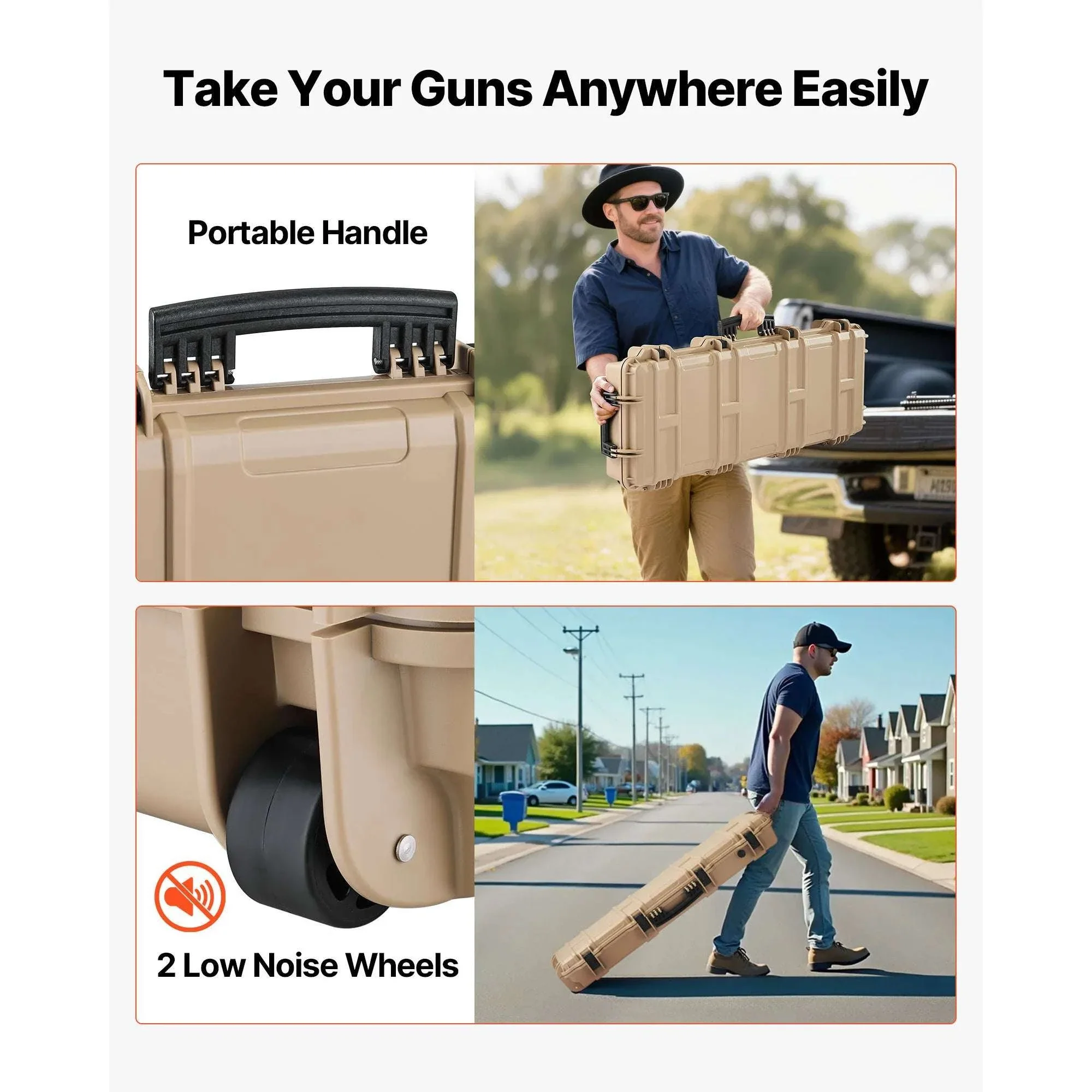Lockable Hard Rifle Case with Foam Insert, IP67 Waterproof Travel Case - Image 6