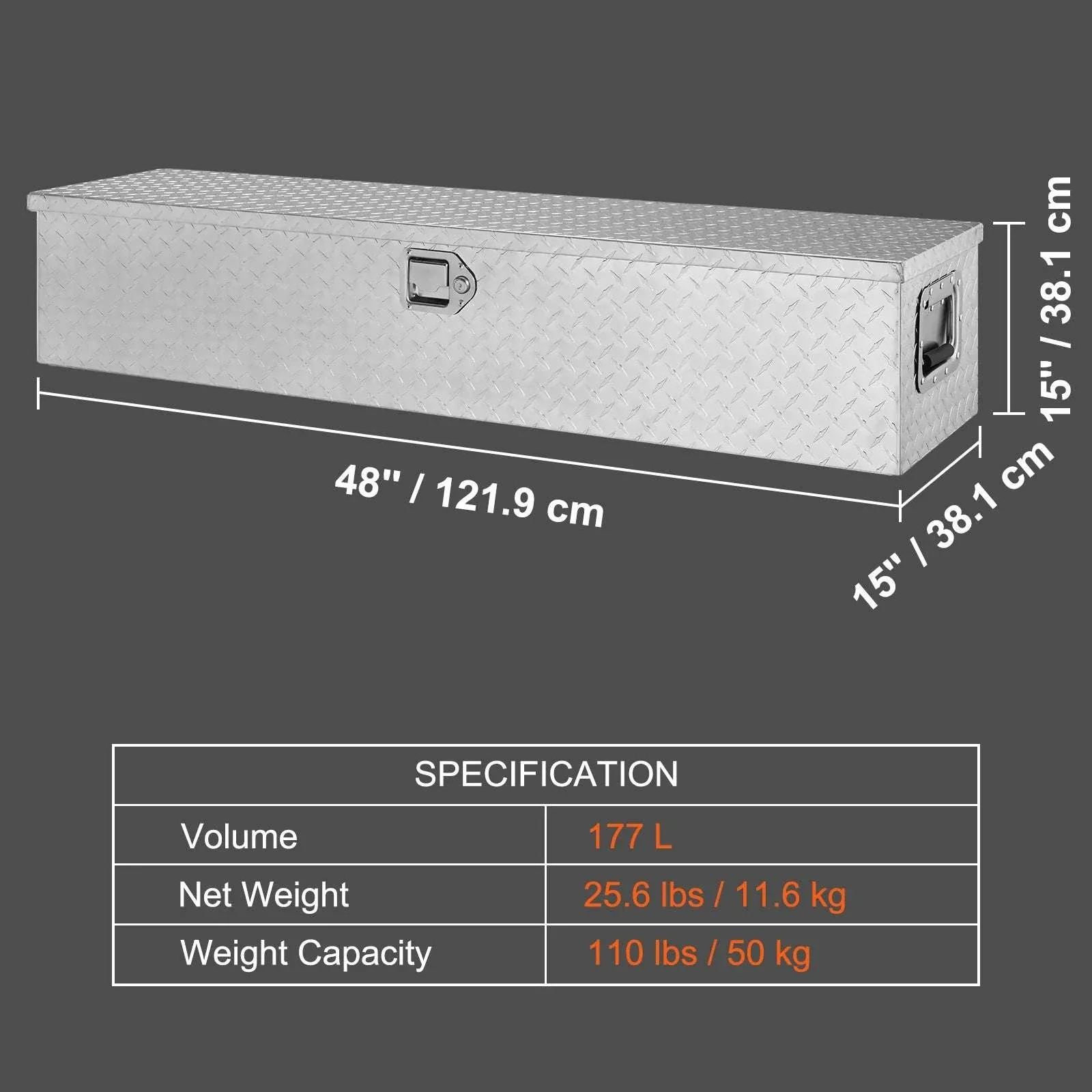 Heavy Duty Aluminum Truck Bed Tool Box with Lock and Handles - Image 23