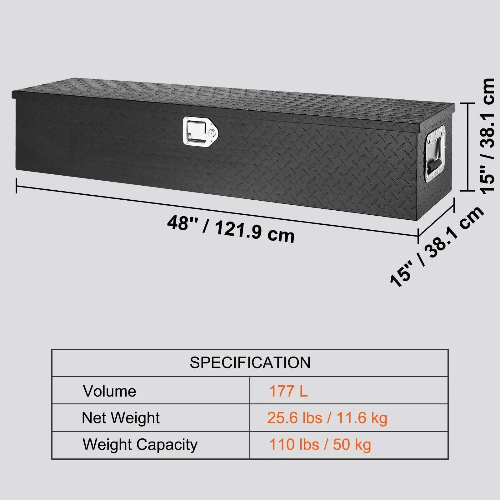 Heavy Duty Aluminum Truck Bed Tool Box with Lock and Handles - Image 24
