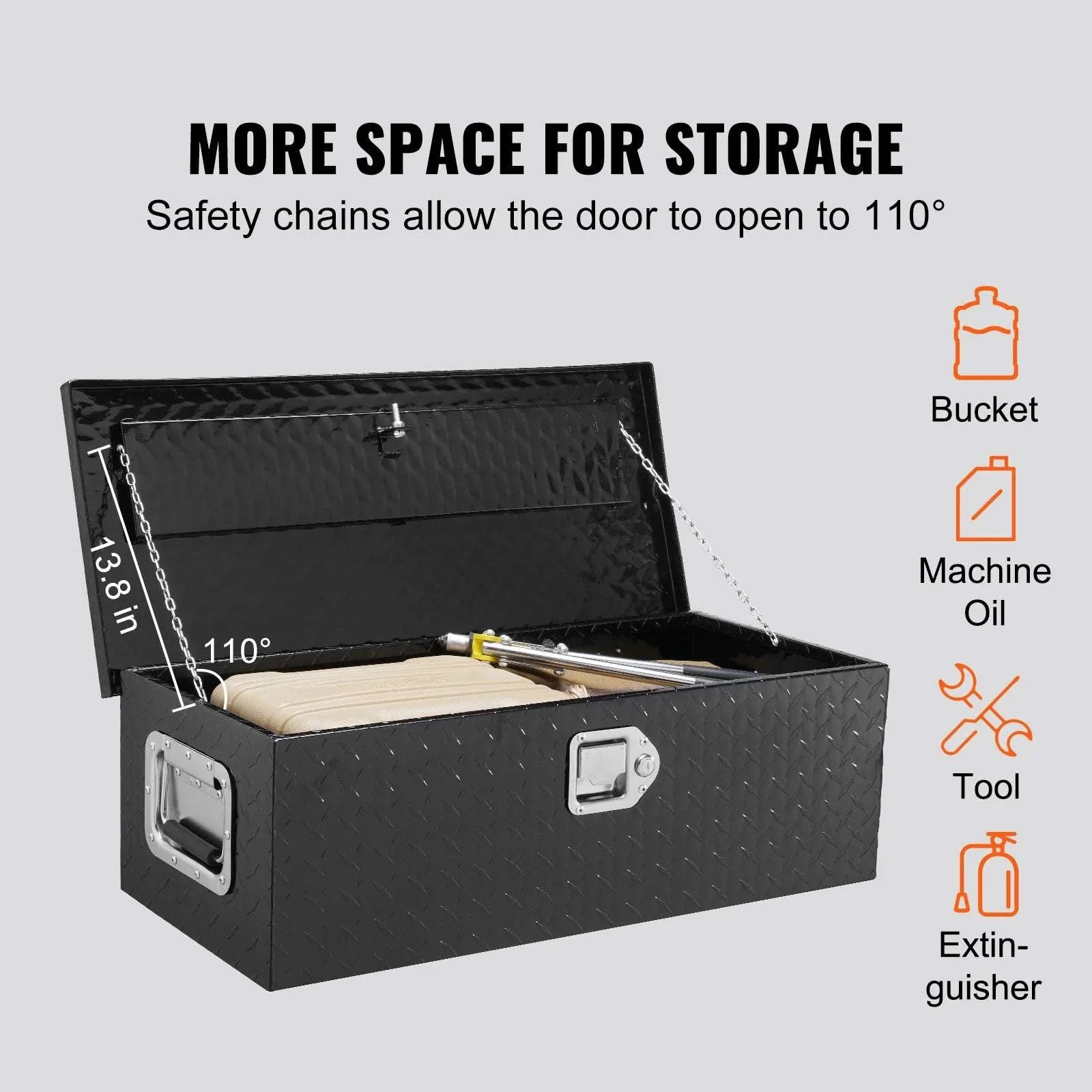 Heavy Duty Aluminum Truck Bed Tool Box with Lock and Handles - Image 3