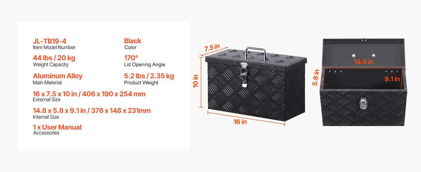 Heavy Duty Aluminum Truck Bed Tool Box with Lockable Storage - Image 17