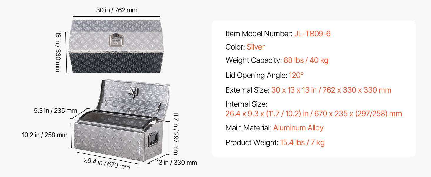 Heavy Duty Aluminum Truck Bed Tool Box with Lockable Storage - Image 19