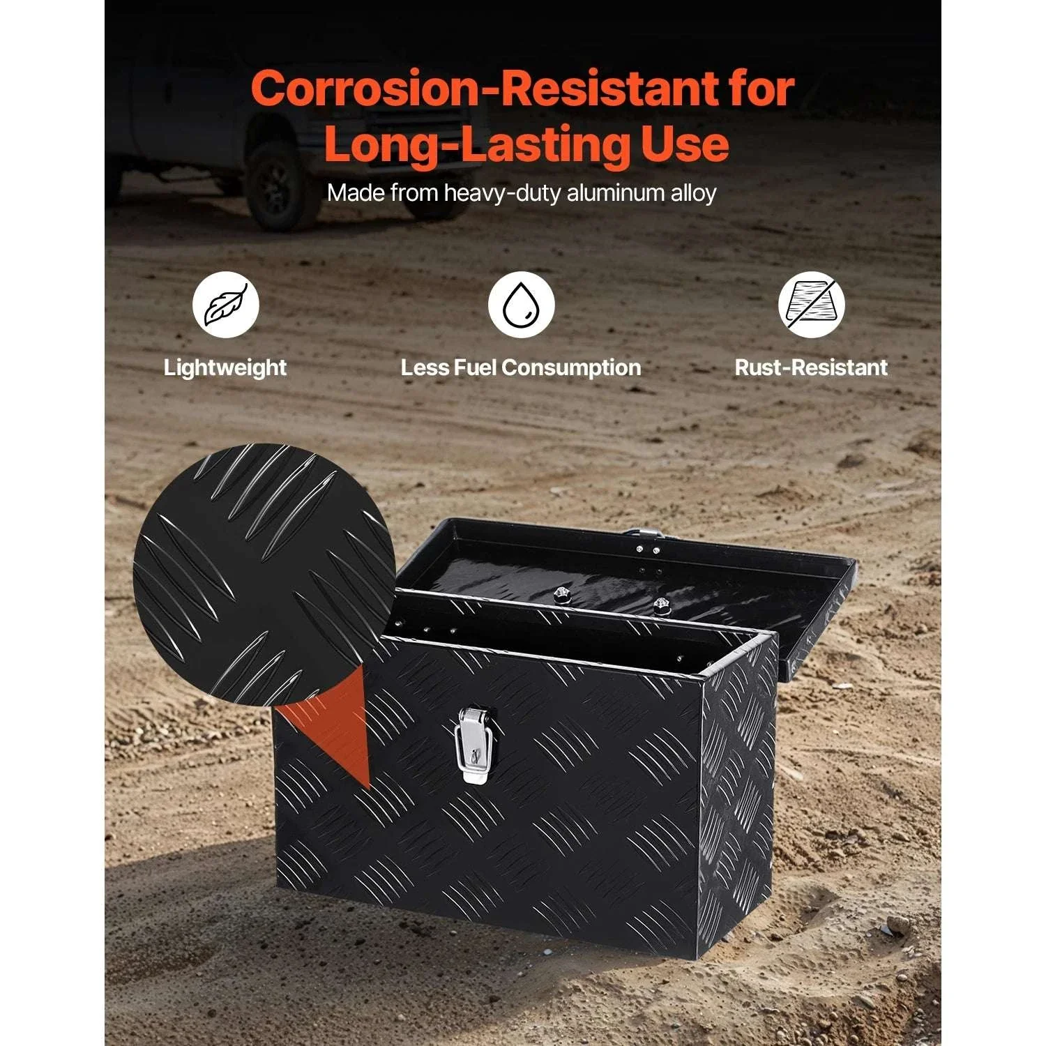 Heavy Duty Aluminum Truck Bed Tool Box with Lockable Storage - Image 3