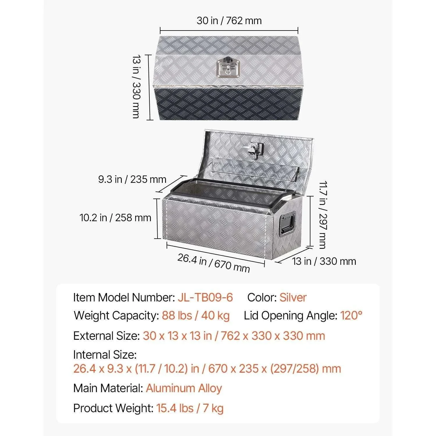 Heavy Duty Aluminum Truck Bed Tool Box with Lockable Storage - Image 31