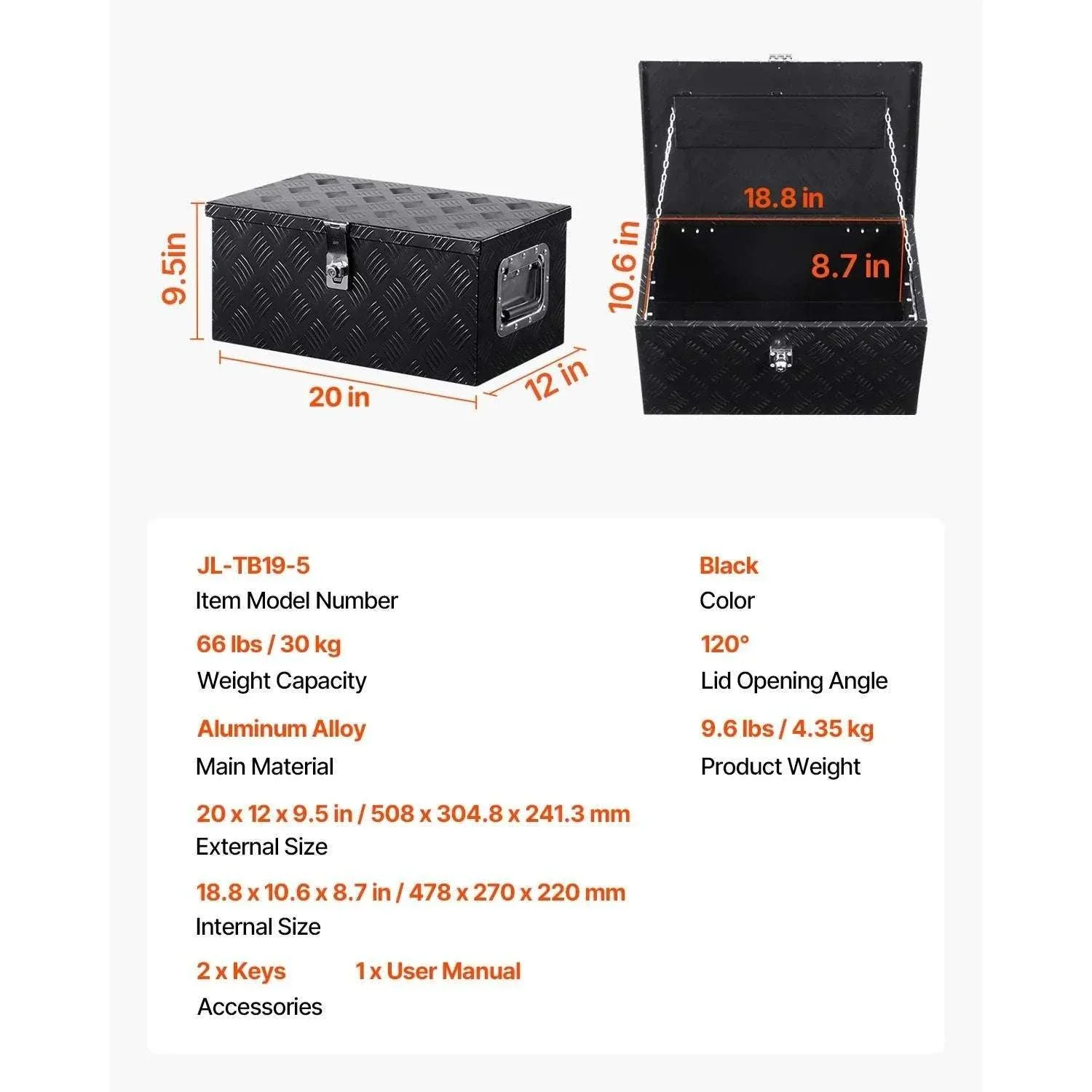 Heavy Duty Aluminum Truck Bed Tool Box with Lockable Storage - Image 32
