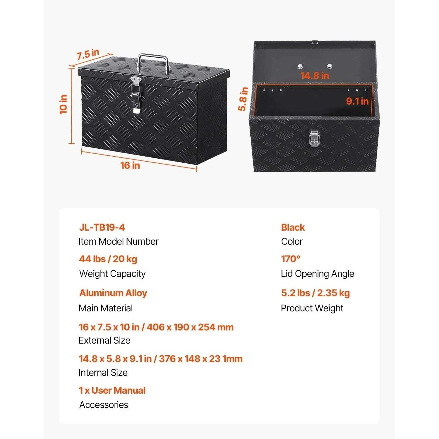 Heavy Duty Aluminum Truck Bed Tool Box with Lockable Storage - Image 34