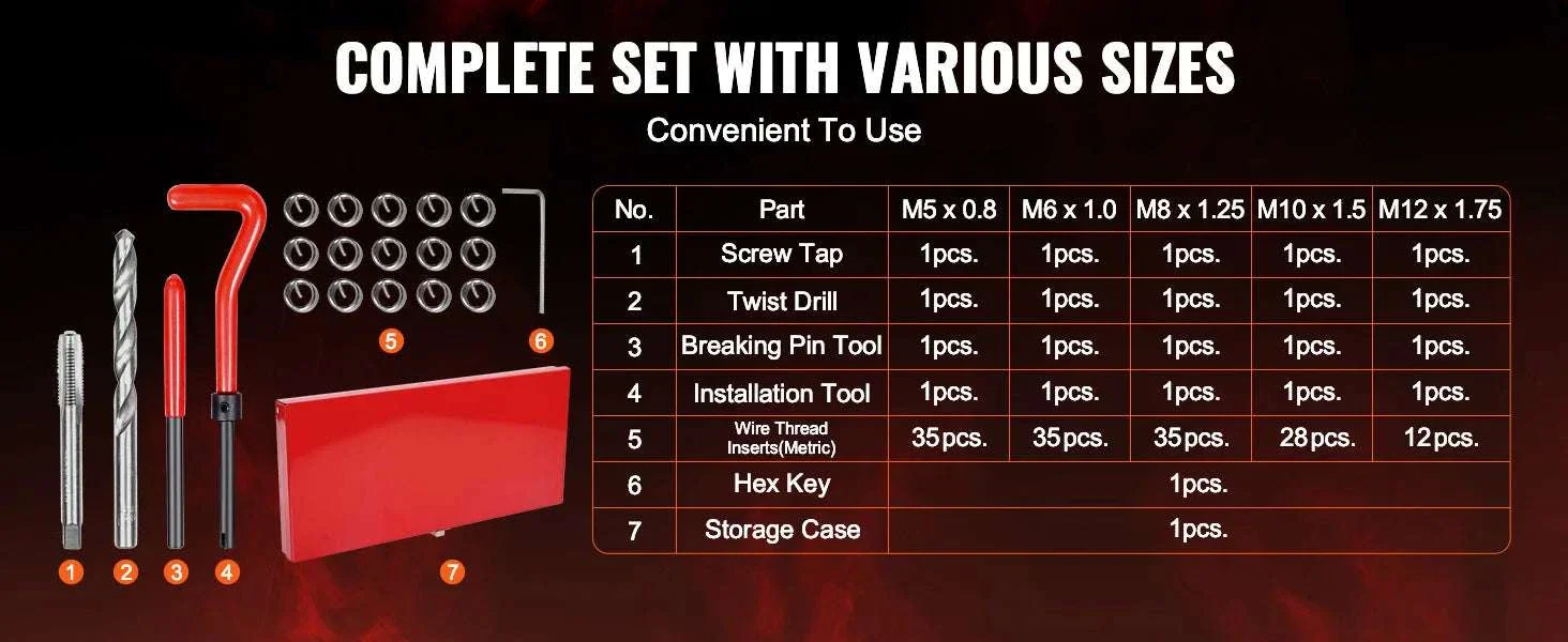 338PCS Helicoil Thread Repair Kit SAE & Metric Drill Tap Set - Image 10