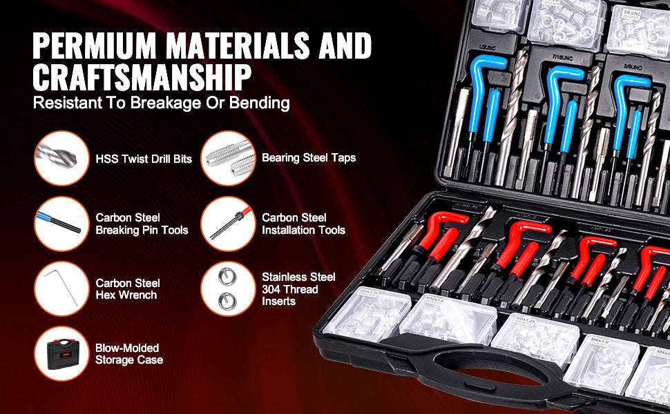 338PCS Helicoil Thread Repair Kit SAE & Metric Drill Tap Set - Image 12