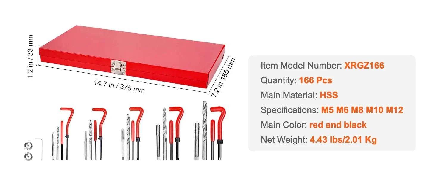 338PCS Helicoil Thread Repair Kit SAE & Metric Drill Tap Set - Image 15