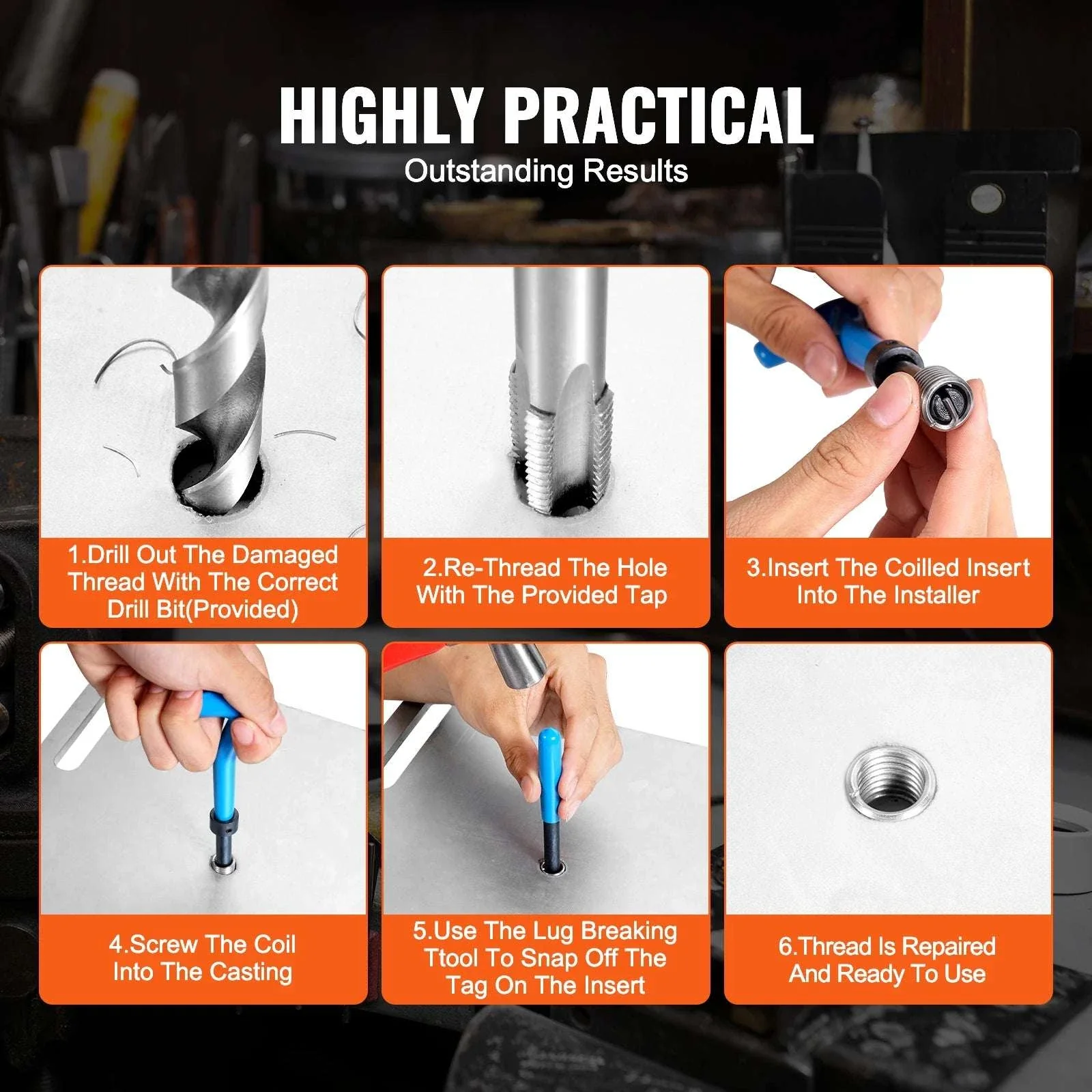 338PCS Helicoil Thread Repair Kit SAE & Metric Drill Tap Set - Image 4