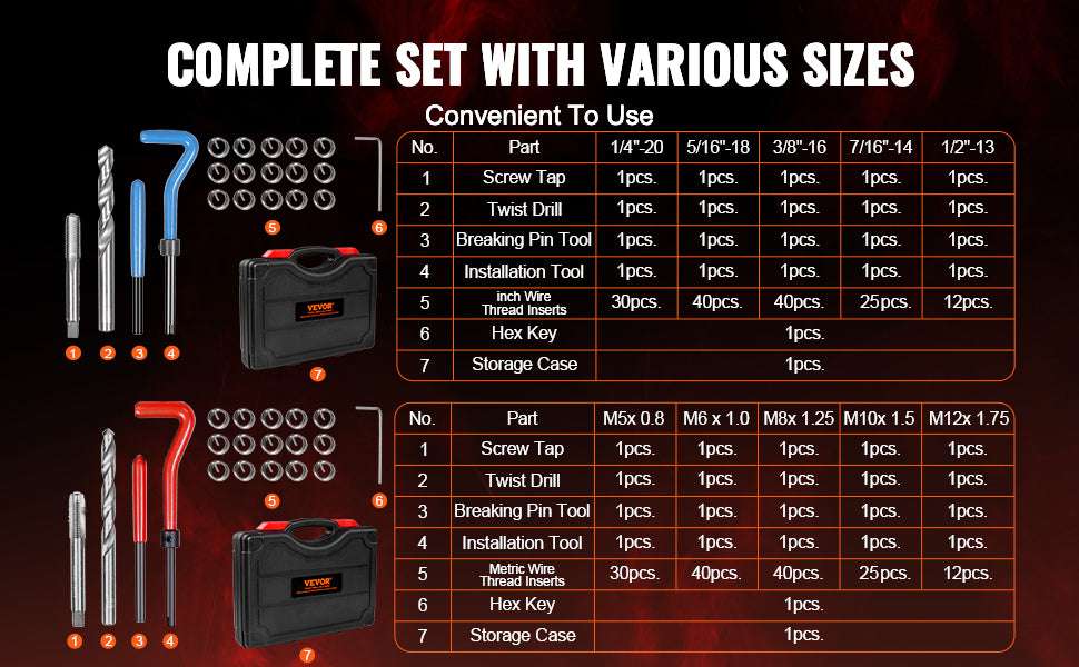 338PCS Helicoil Thread Repair Kit SAE & Metric Drill Tap Set - Image 9