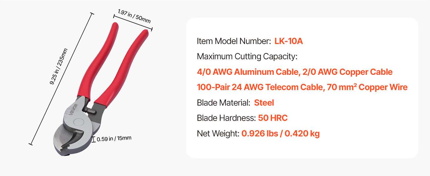 High Leverage Cable Cutter 9.25" Heavy Duty Wire Cutting Pliers - Image 13