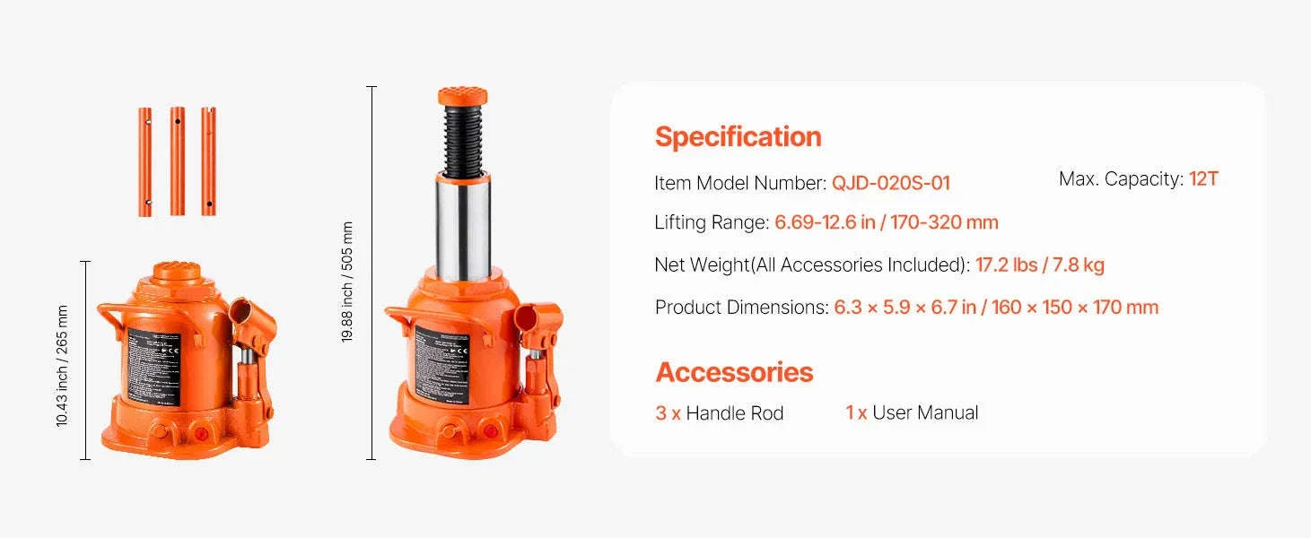 Hydraulic Bottle Jack 20 Ton for Trucks, SUVs and RVs - Image 13