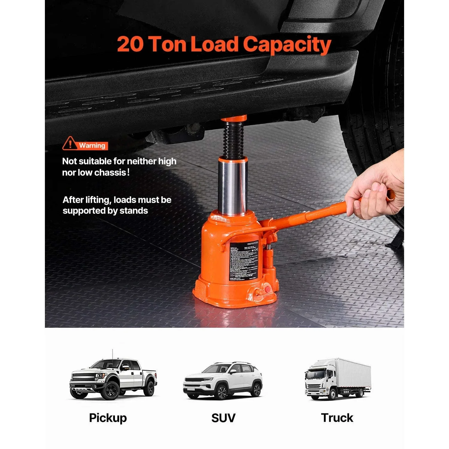 Hydraulic Bottle Jack 20 Ton for Trucks, SUVs and RVs - Image 2