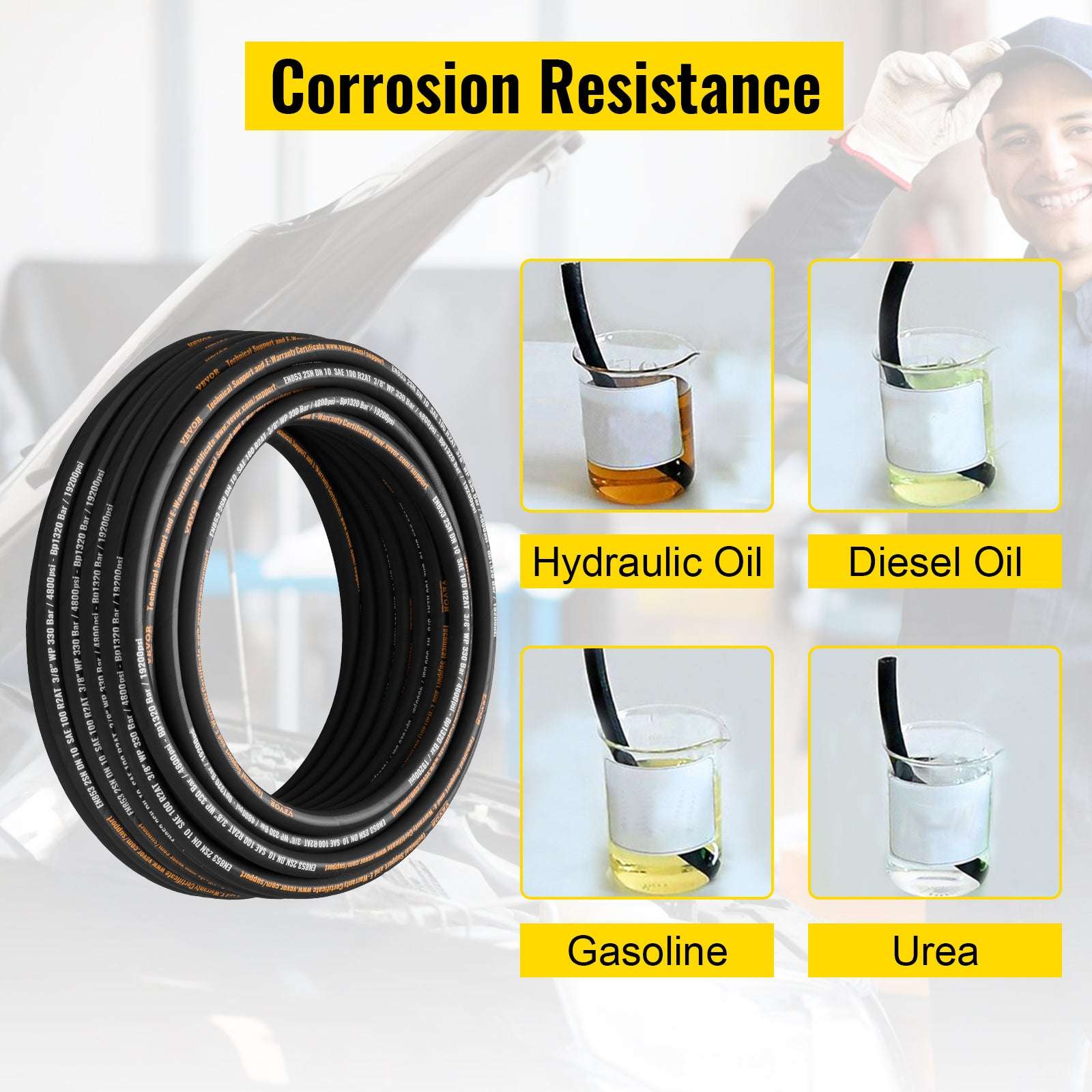 3/8" x 100 ft Hydraulic Hose 4800 PSI Rubber High-Strength Line - Image 12
