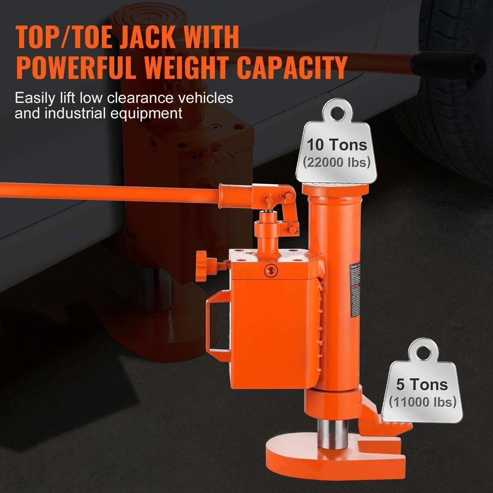 5T/10T Hydraulic Toe Jack with 360° Rotating Base for Machinery - Image 3