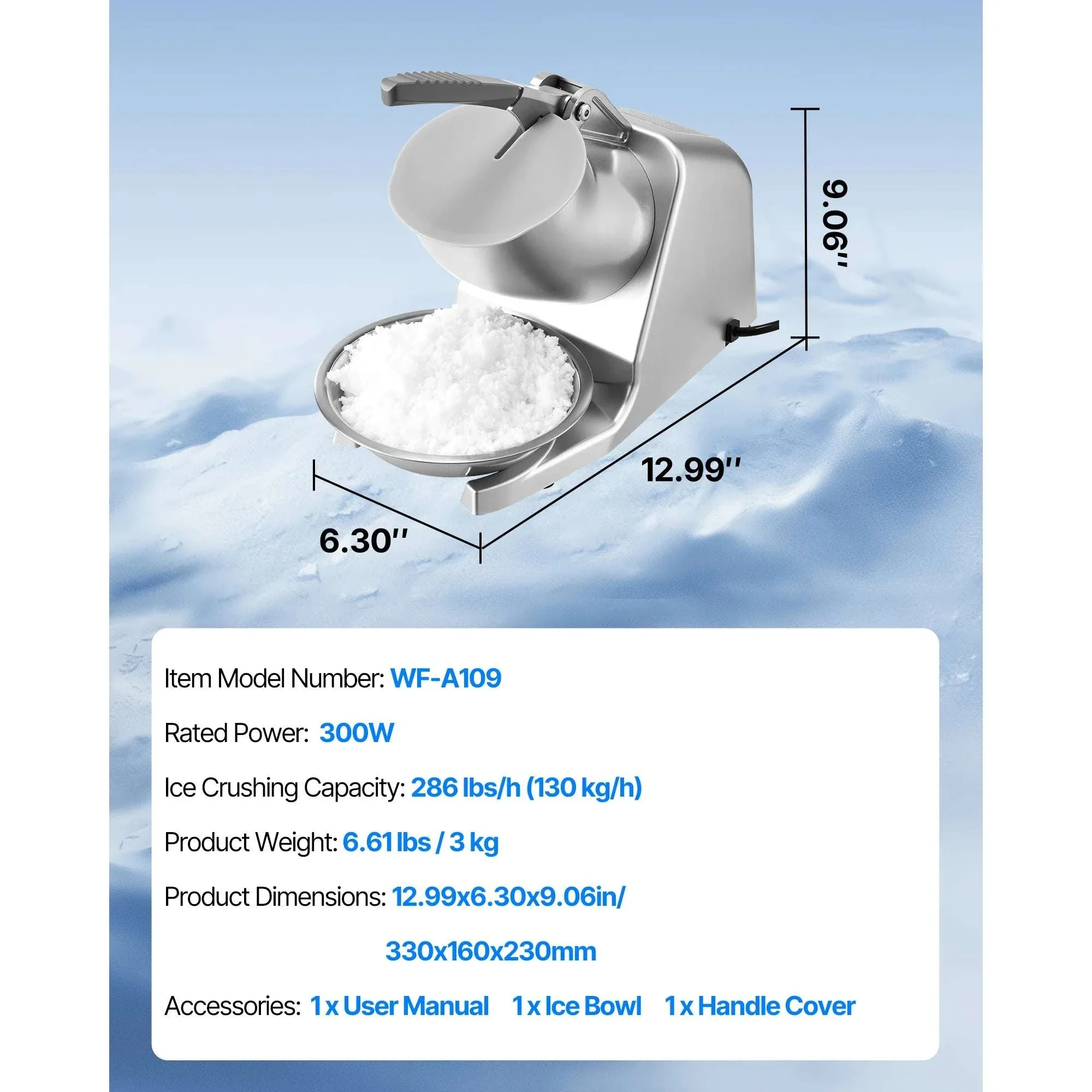 Electric Ice Crusher Machine with Bowl & Cover, 3KG/Min Shaved Ice - Image 21