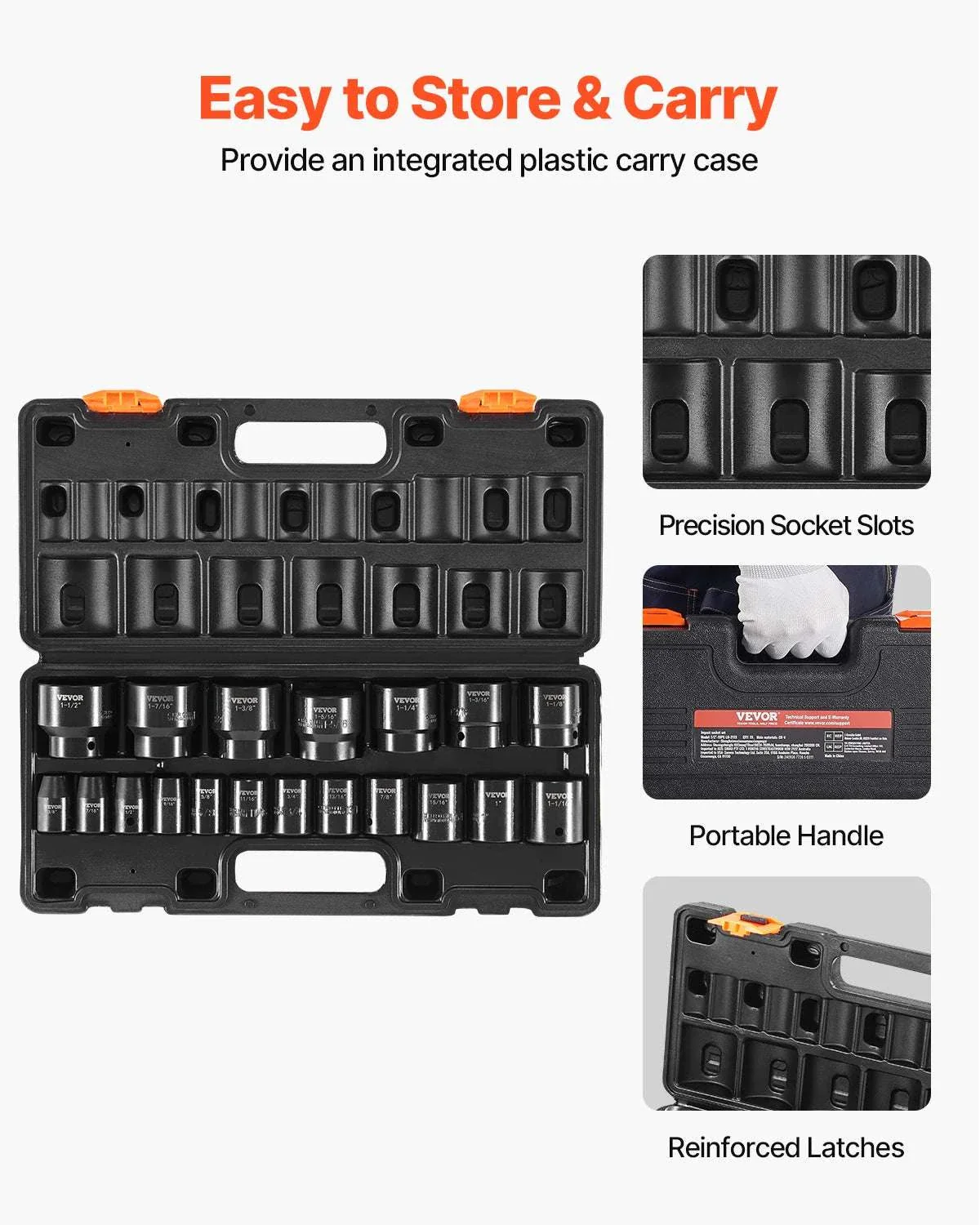 1/2 Inch Drive Impact Socket Set 19-Piece 6-Point Heavy Duty Kit - Image 5