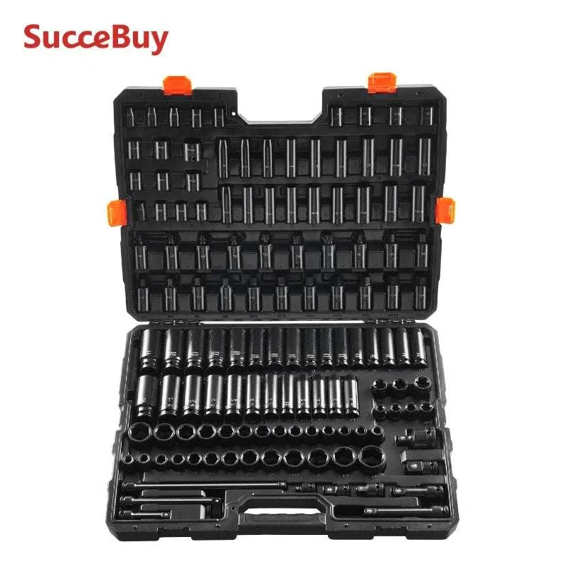130-Piece Impact Socket Set SAE & Metric with Storage Case