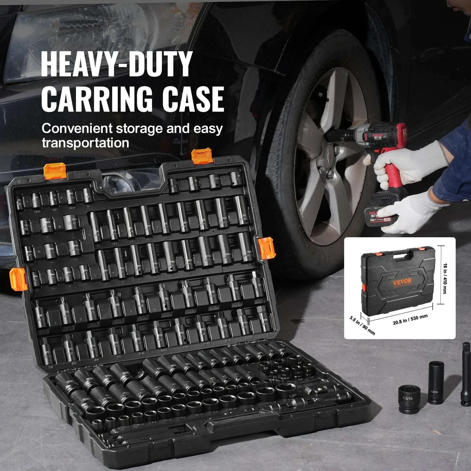 130-Piece Impact Socket Set SAE & Metric with Storage Case - Image 4