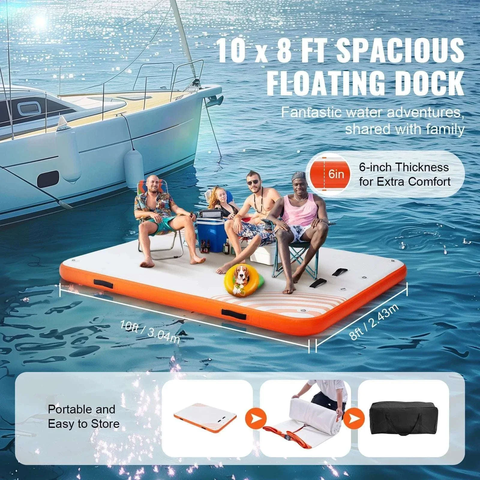 Inflatable Floating Dock Platform with Ladder Non-Slip Water Mat - Image 5