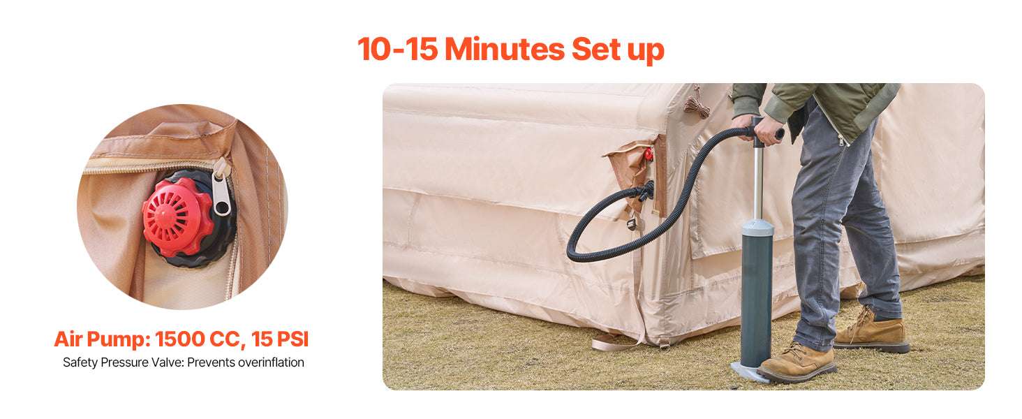 Inflatable Camping Tent with Pump, 3-5 Person Waterproof Oxford Tent - Image 9