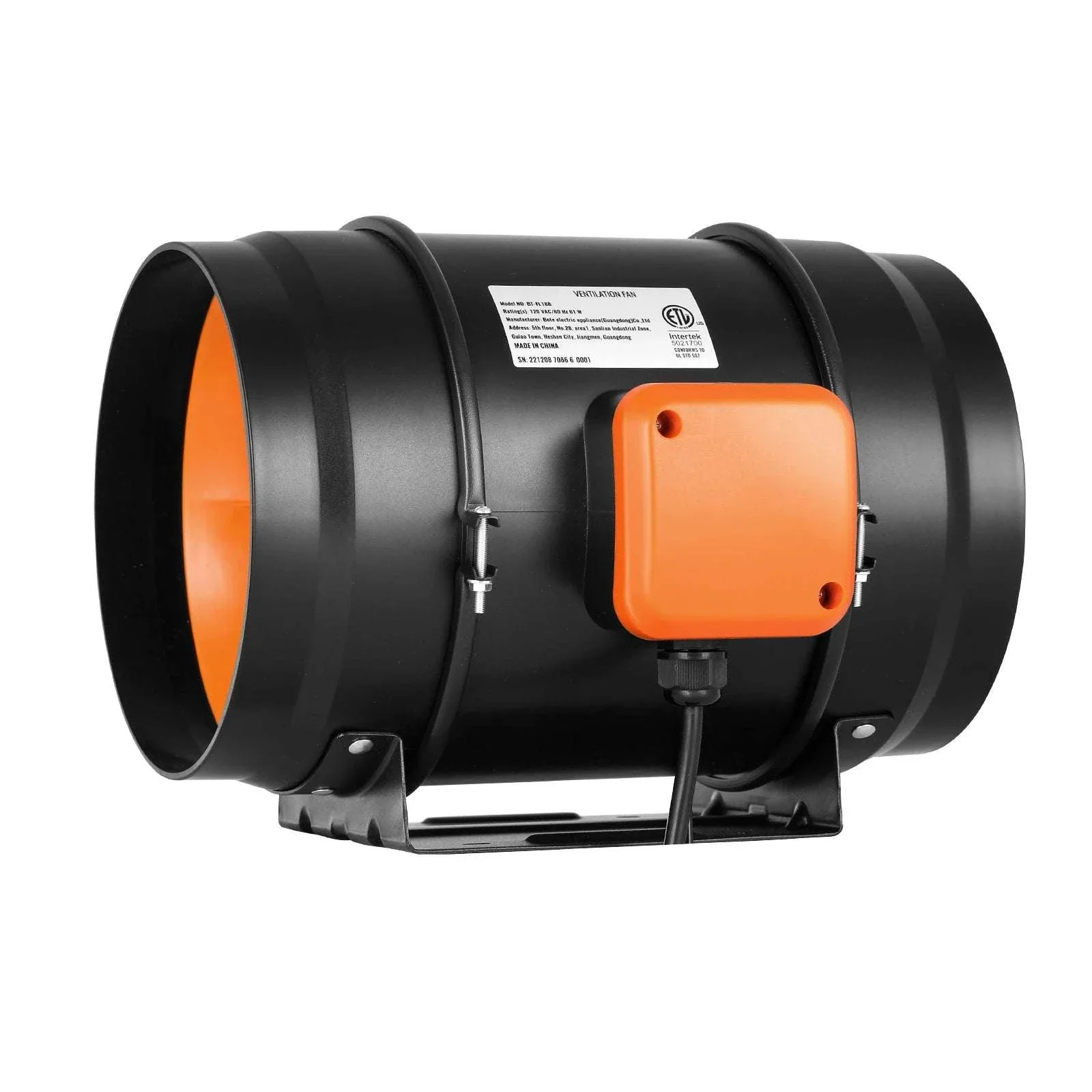 Inline Duct Fan with Temp & Humidity Control for Ventilation